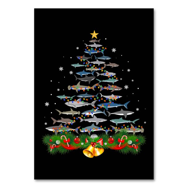 Shark Christmas Tree Shark Lovers Ohrts Tischnummer (Vorderseite)