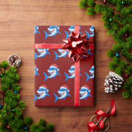 Shark Christmas Weihnachtsmannmütze Geschenk Geschenkpapier