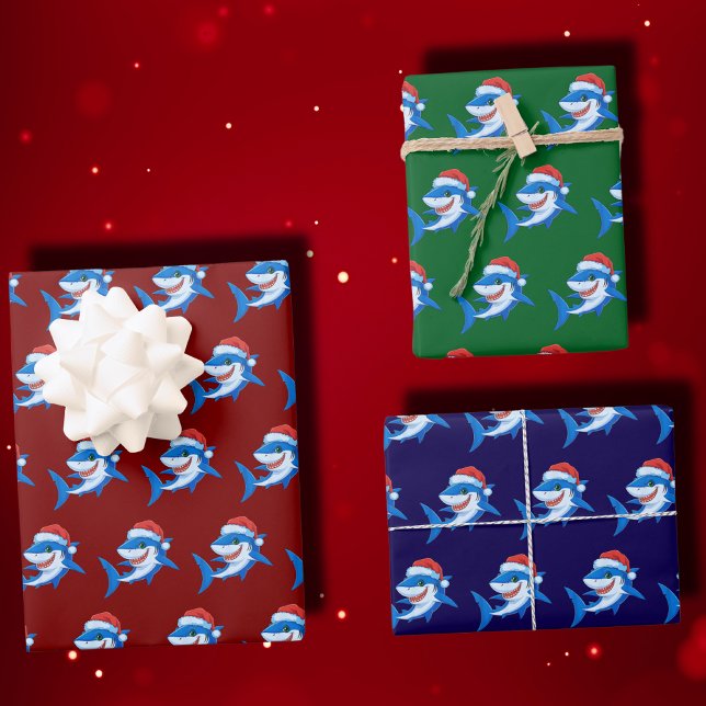 Shark Christmas Weihnachtsmannmütze Geschenk Geschenkpapier Set (Von Creator hochgeladen)
