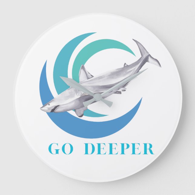 Shark Clock Große Wanduhr (Vorderseite)