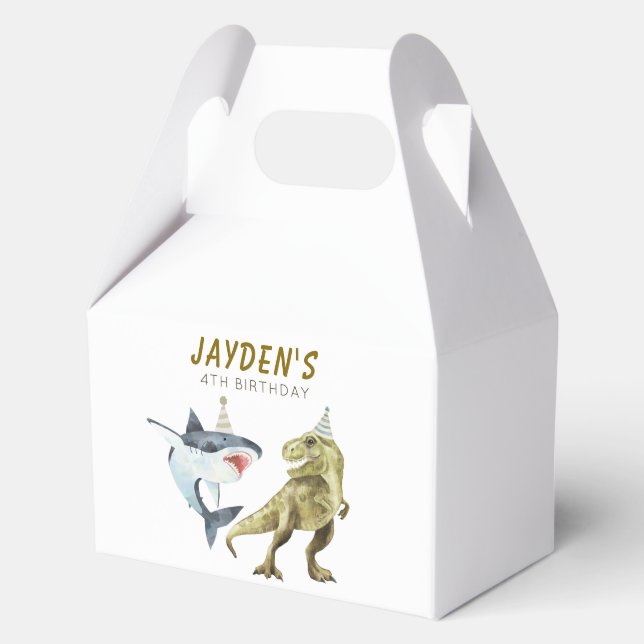 Shark & Dino Birthday Party  Geschenkschachtel (Vorderseite)