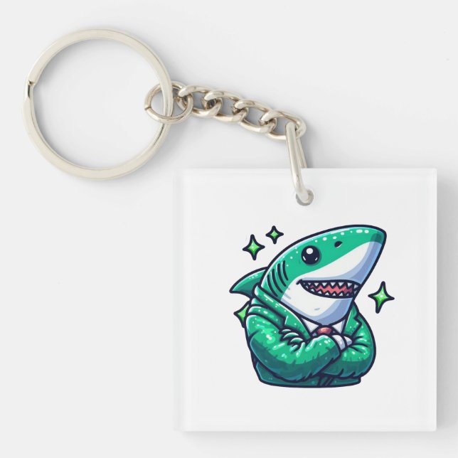 Shark Drawing: Deep Water KeyChain #1 Schlüsselanhänger (Vorderseite)