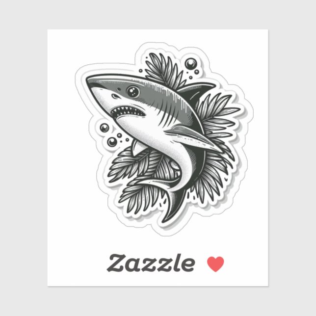 Shark Drawing: Deep Water Sticker #3 (Blatt)