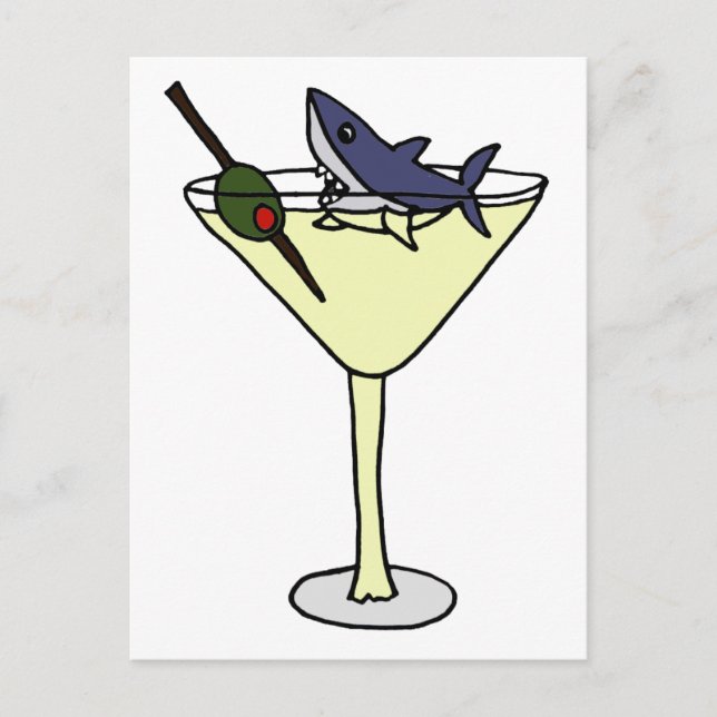 Shark Eating Martini Olive Postkarte (Vorderseite)