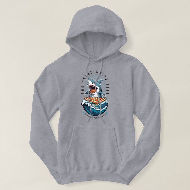 Shark Eating Pizza | Der große weiße Biss Jawsome Hoodie (Design vorne)