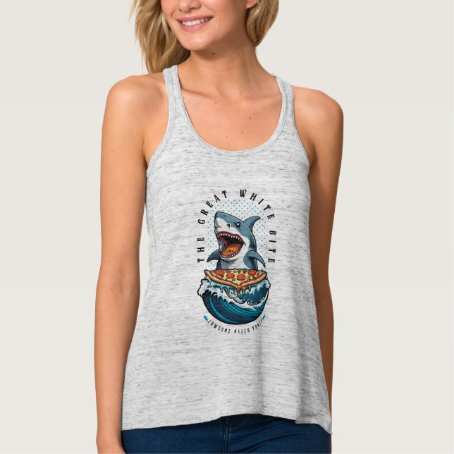 Shark Eating Pizza | Der große weiße Biss Jawsome Tank Top (Vorderseite)