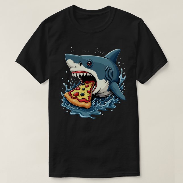 Shark Eating Pizza Funny Pizza Lover T-Shirt (Design vorne)