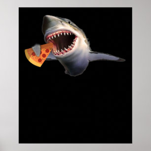 Shark Eating Pizza   Hai Liebhaber Funny Kids Gift Poster