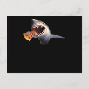 Shark Eating Pizza Shark Lovers Funny Gifts Ankündigungspostkarte