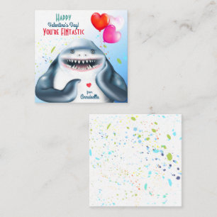 Shark Fintastic Kids Classroom Valentines Card Mitteilungskarte