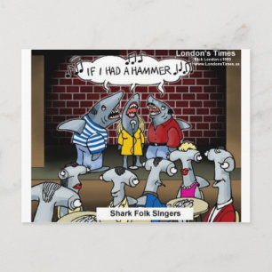 Shark Folk Singers Funny Gifts T-Shirts & Cards Postkarte