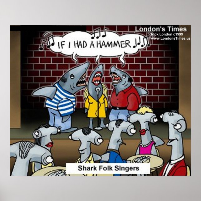 Shark Folk Singers Funny Posters Poster (Vorne)