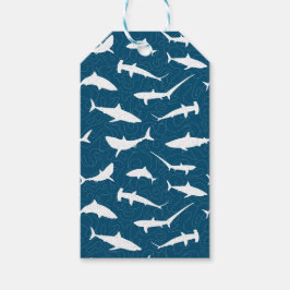 Shark Frenzy Blue White Geschenkanhänger