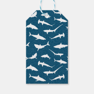 Shark Frenzy Blue White Geschenkanhänger
