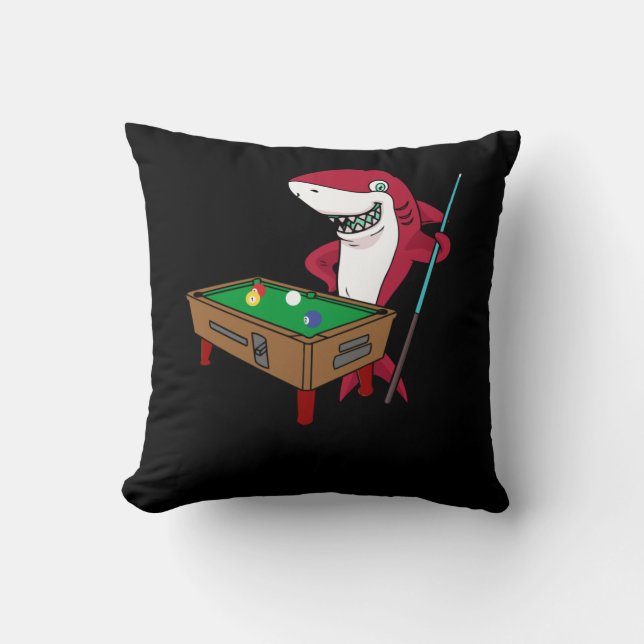 Shark Funny Billiard Pool Player Kissen (Vorderseite)