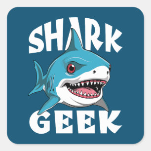 Shark Geek - Niedliches Design für Haifische Quadratischer Aufkleber