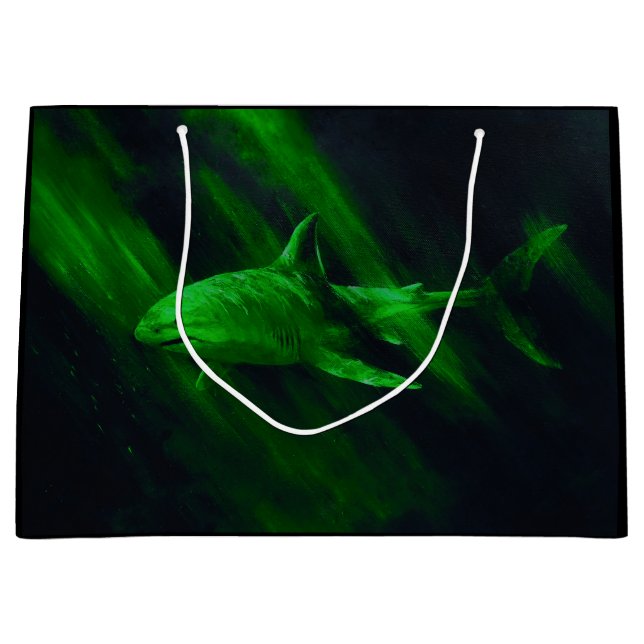 Shark Green Große Geschenktüte (Vorderseite)