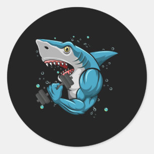 Shark Gym Powerlift Weightlift-Bodybuilding Runder Aufkleber