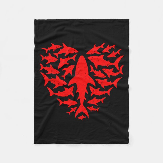 Shark Heart Ocean Funny Valentines Day Men Women K Fleecedecke (Vorderseite)