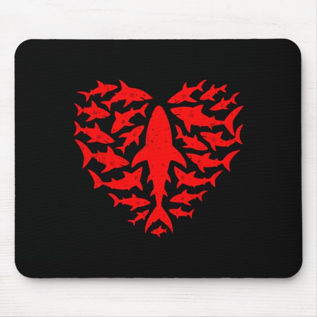 Shark Heart Ocean Funny Valentines Day Men Women K Mousepad (Vorne)