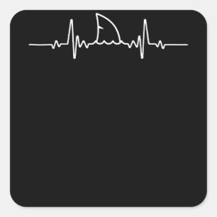 Shark Heartbeat Fin Ocean Animal Quadratischer Aufkleber