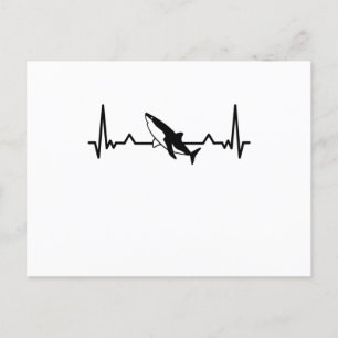 Shark Heartbeat Fish Gift Mama Vater Postkarte