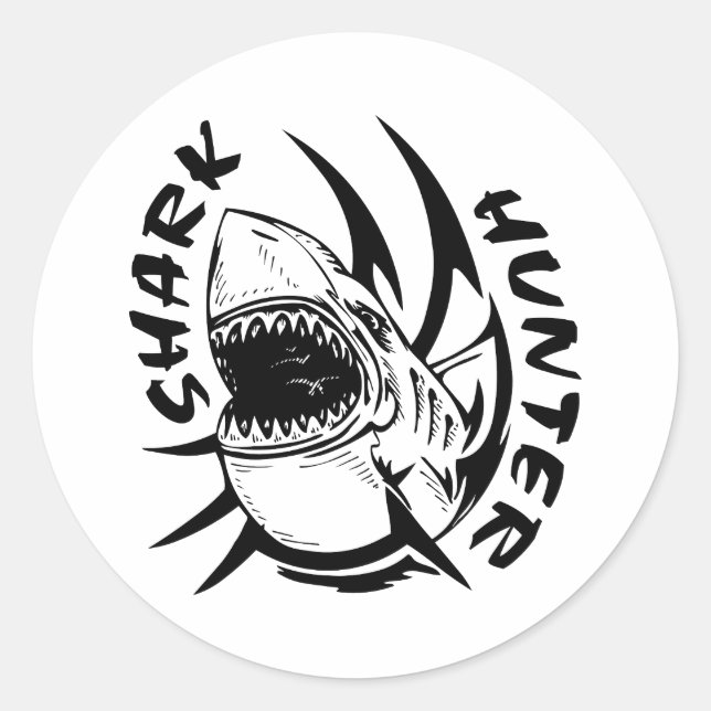 SHARK HUNTER RUNDER AUFKLEBER (Vorderseite)