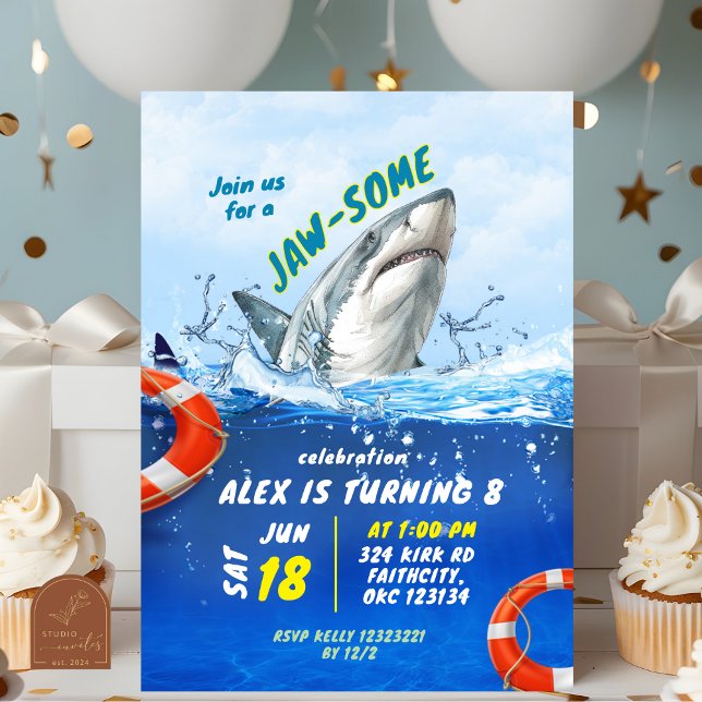 Shark Jawsome Boy Birthday Party Einladung (Von Creator hochgeladen)