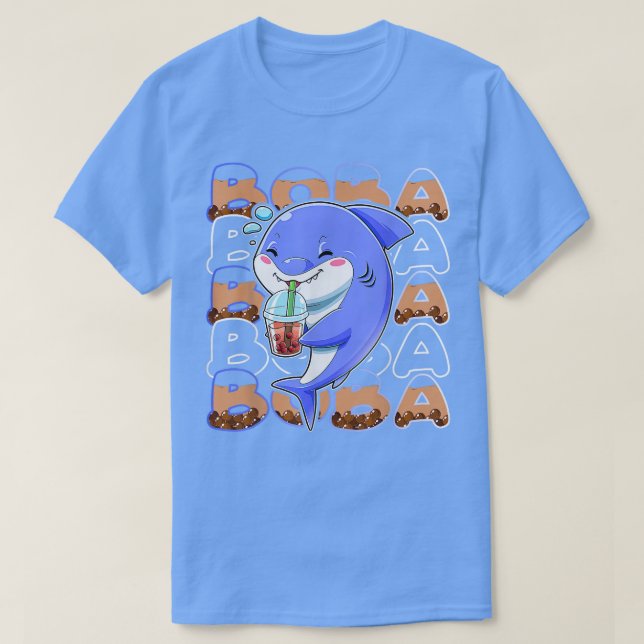 Shark Kawaii Boba Niedlich Anime Shark Kawaii Tea  T-Shirt (Design vorne)