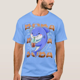 Shark Kawaii Boba Niedlich Anime Shark Kawaii Tea  T-Shirt