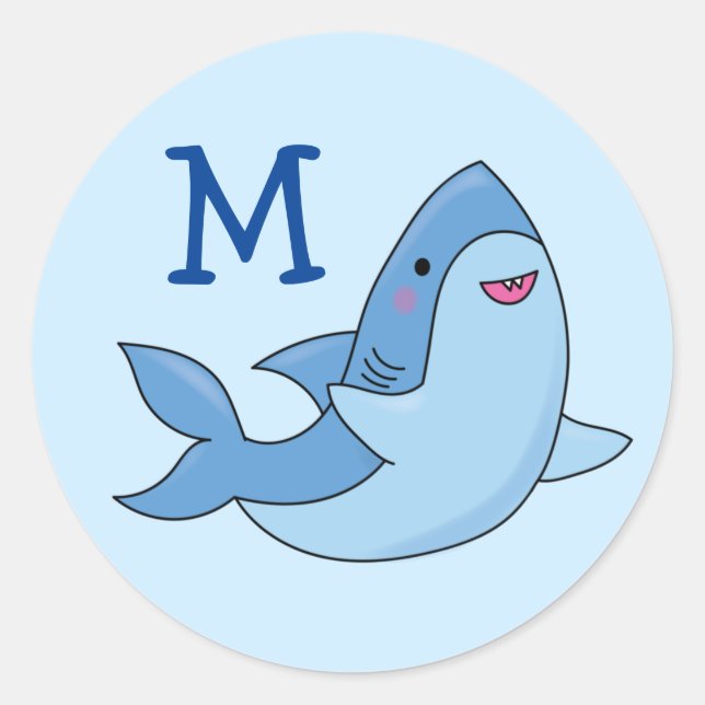 Shark Kid Niedlich Kawaii Name Umschlag Aufkleber  (Vorderseite)
