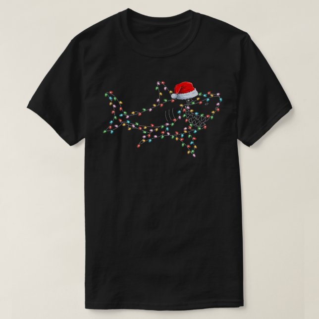 Shark Lover Xmas Lights Weihnachtsmannmütze Hai We T-Shirt (Design vorne)