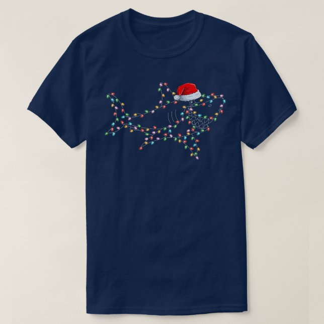 Shark Lover Xmas Lights Weihnachtsmannmütze Hai We T-Shirt (Design vorne)