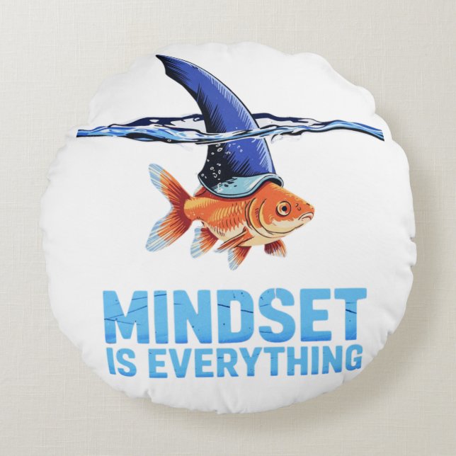 "Shark Mindset Goldfish - Inspirationsmotivation Rundes Kissen (Vorderseite)