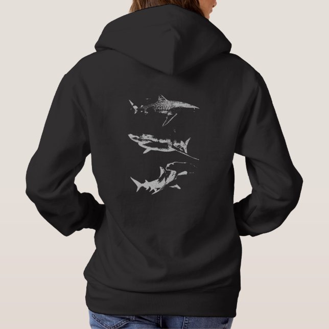 Shark Ocean Animal Back Design Grunge Ästhetik Hoodie (Rückseite)