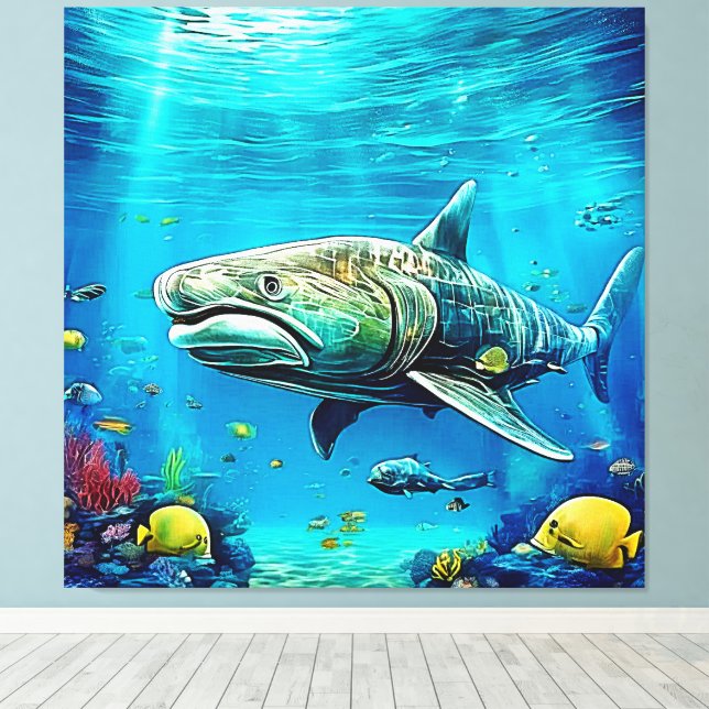 Shark Ocean Predator Art Leinwanddruck (Insitu (Holzboden))
