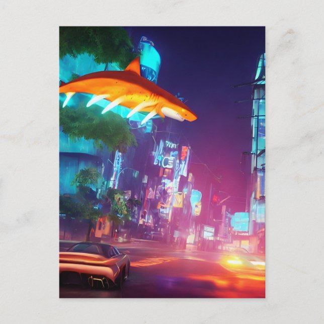 Shark Over the City Postcard Postkarte (Vorderseite)