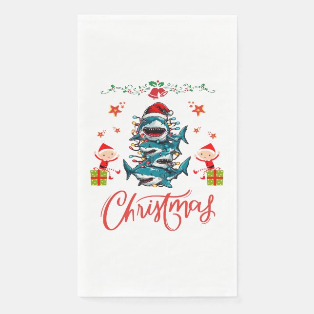 Shark Pile Weihnachtshut Xmas Serviette (Vorderseite)