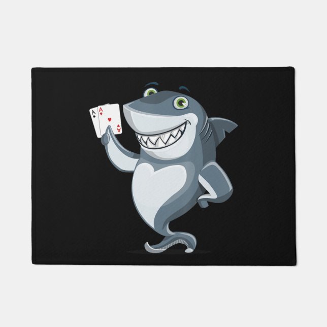 Shark Poker Player - Funny Poker Gift Fußmatte (Vorderseite)