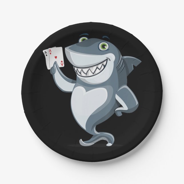 Shark Poker Player - Funny Poker Gift Pappteller (Vorderseite)