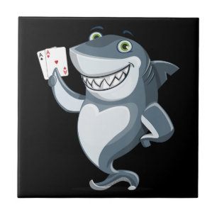 Shark Poker Player - Funny Shark Gifts Fliese