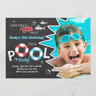 Shark Pool Party Einladung Hai Geburtstag einladen