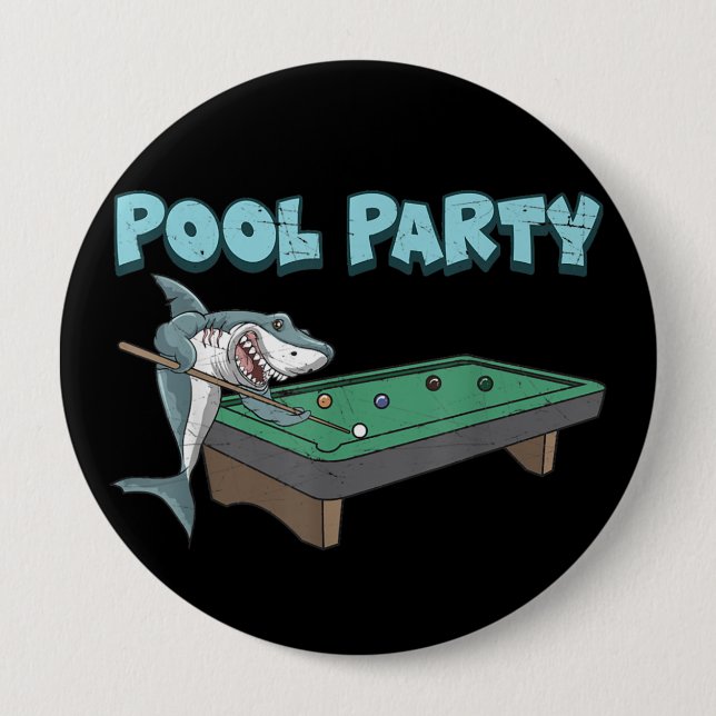 Shark Pool Party Pub Billiard Summer Beach Pool Button (Vorderseite)
