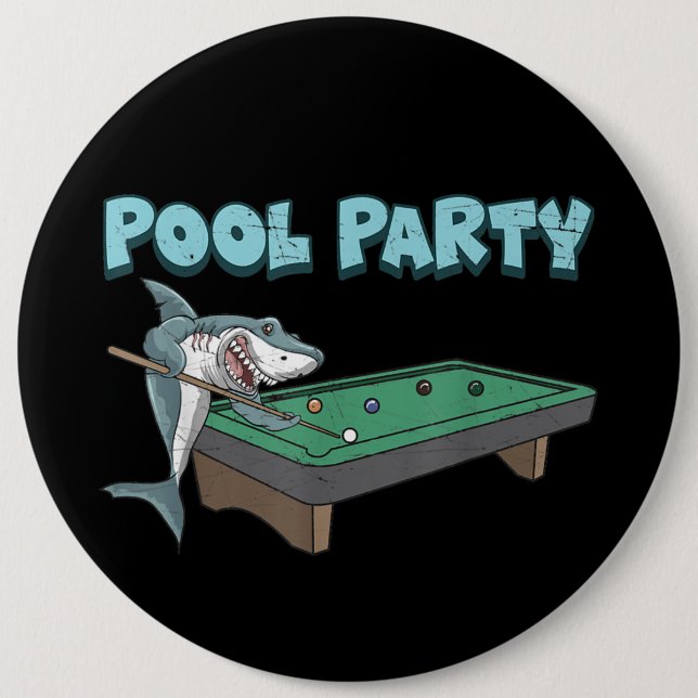 Shark Pool Party Pub Billiard Summer Beach Pool Button (Vorderseite)