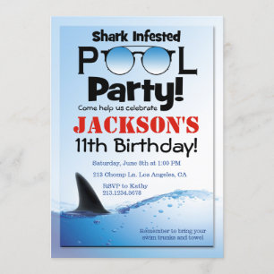Shark Pool Party Schwimmbad Geburtstag Einladung
