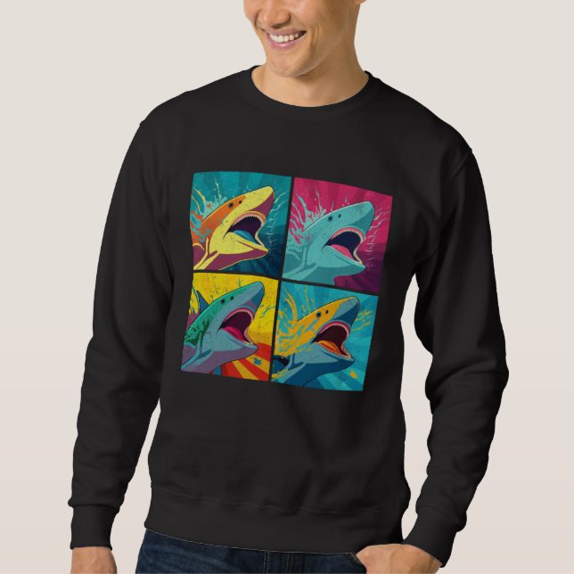 Shark Pop Illustration Colorful Animal Women Men   Sweatshirt (Vorderseite)