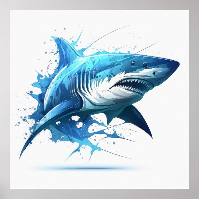 Shark Portrait Tiermalerei Natur im Freien Poster (Vorne)