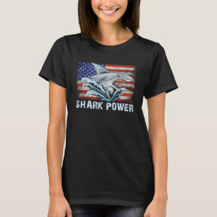 Shark Power Patriotic USA Flag Männer & Frauen T-Shirt