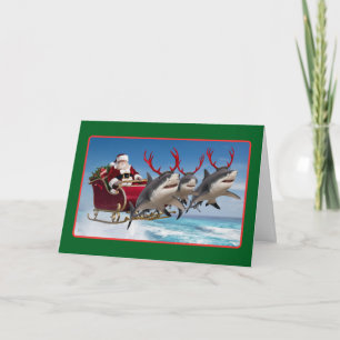 Shark Powered Sleigh Feiertagskarte