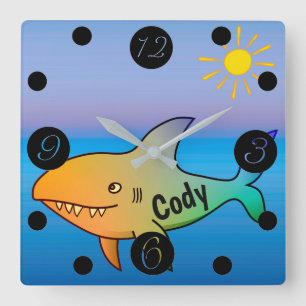Shark Quadratische Wanduhr